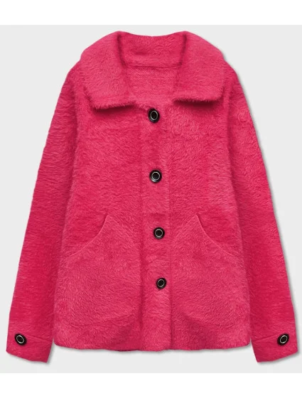 Krátký růžový přehoz přes oblečení typu alpaka na knoflíky model 18035550 - MADE IN ITALY