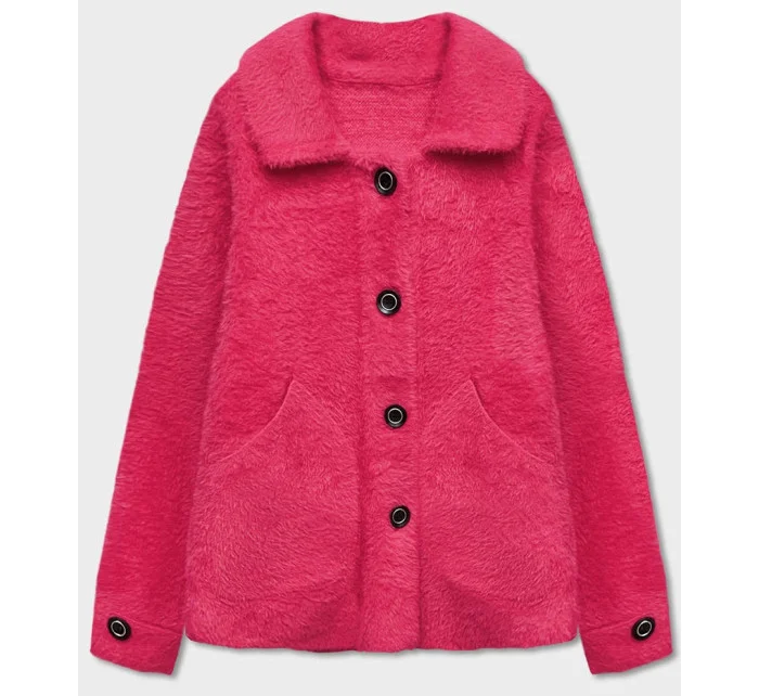 Krátký růžový přehoz přes oblečení typu alpaka na knoflíky model 18035550 - MADE IN ITALY