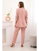 Elegantní souprava saka a kalhot pudrově růžová