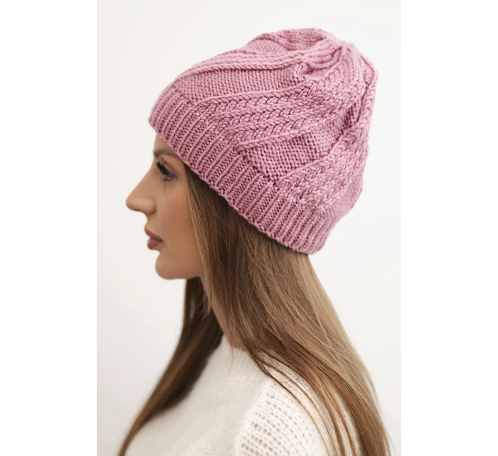 Dámská zimní čepice z vlny K441 tmavě růžová Dámská zimní čepice z vlny K441 tmavě růžová
