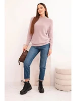 Dámský svetr z vlny s model 21780799 texturou a dlouhým rukávem béžový - K-Fashion