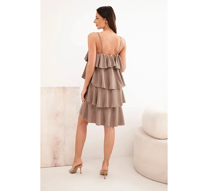 Dámské šaty na ramínka s volánky mini fango Dámské šaty na ramínka s volánky mini fango