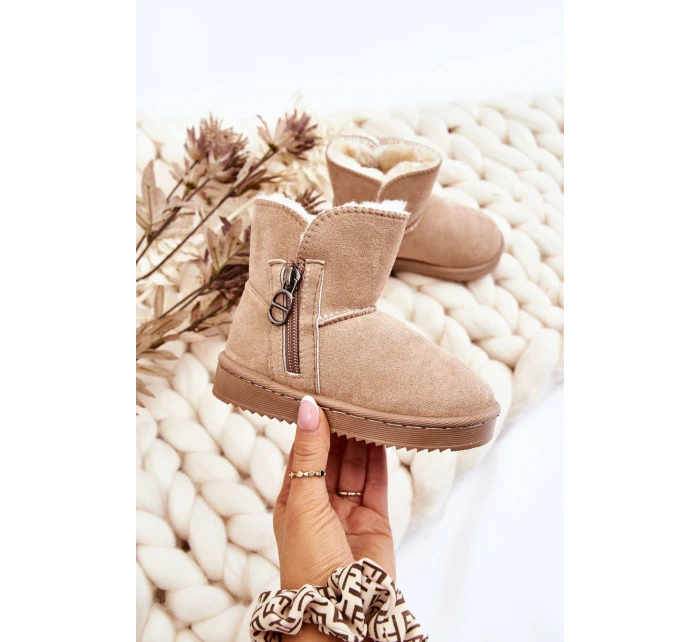 Dětské nazouvací zateplené sněhule Béžove model 21605425 - Boto