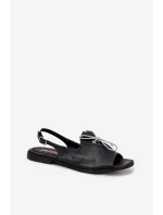 Kožené ploché sandály Zazoo 2898 černé Kožené ploché sandály Zazoo 2898 černé