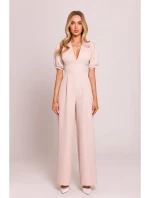 M852 Kombinéza s puff rukávy - světle béžová