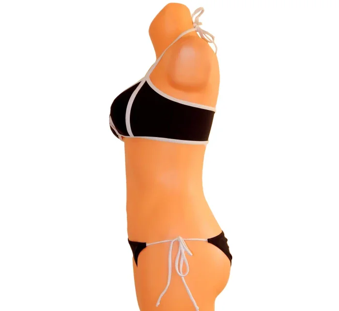 Dámské plavky dvoudílné sexy bikiny SULTRY polstrované košíčky zdobené bílými lemy černé - Černá - OEM Dámské plavky dvoudílné sexy bikiny SULTRY polstrované košíčky zdobené bílými lemy černé - Černá - OEM