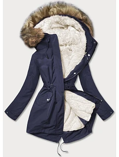 Dámská teplá zimní bunda navy blue-ecru (w629)