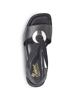 Dámské kožené sandály s pásky černé model 22050364 - Rieker Dámské kožené sandály s pásky černé model 22050364 - Rieker