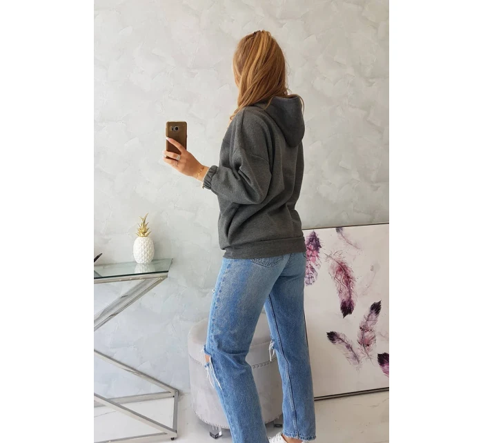 Mikina s kapucí v grafitové barvě