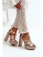 Dámské sandály na vysokém podpatku z kůže Maciejka 06050-25 Zlaté