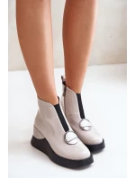 Boty Na Klínu Zateplené D&A Světle šedé model 21671894 - S.Barski Boty Na Klínu Zateplené D&A Světle šedé model 21671894 - S.Barski