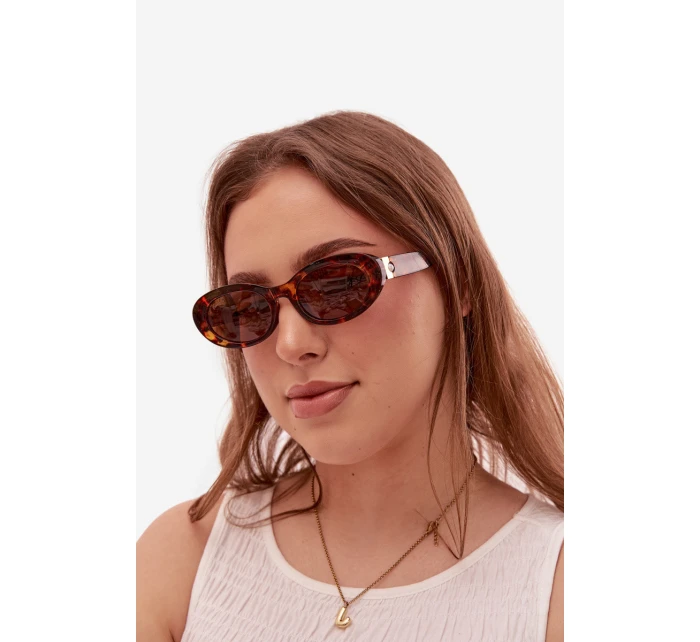 Dámské sluneční brýle s perlami Hnědé