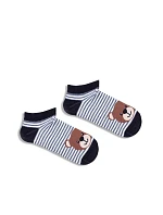 Dětské mladistvé ponožky s pruhy a medvědem Černé Dětské mladistvé ponožky s pruhy a medvědem Černé