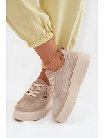 Kožené semišové dámské polobotky Vinceza 41523 béžové