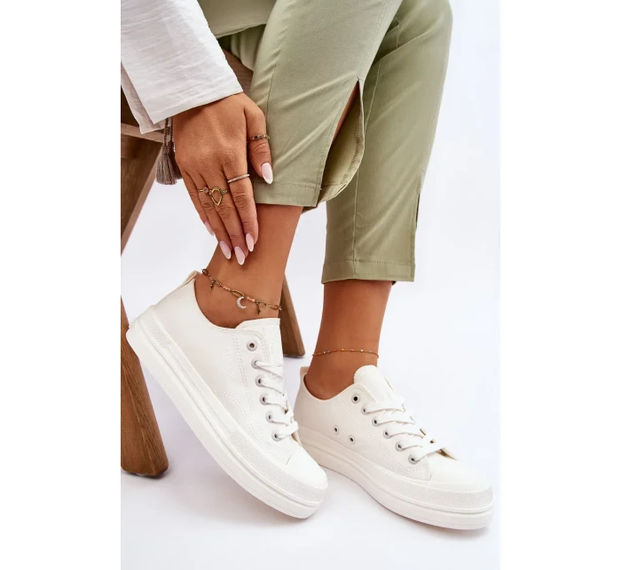 Nízké šněrovací tenisky Big Star LL274968 Bílé Nízké šněrovací tenisky Big Star LL274968 Bílé