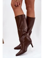 Dámské kozačky na podpatku Vínová  Paris model 21784954 - Inello