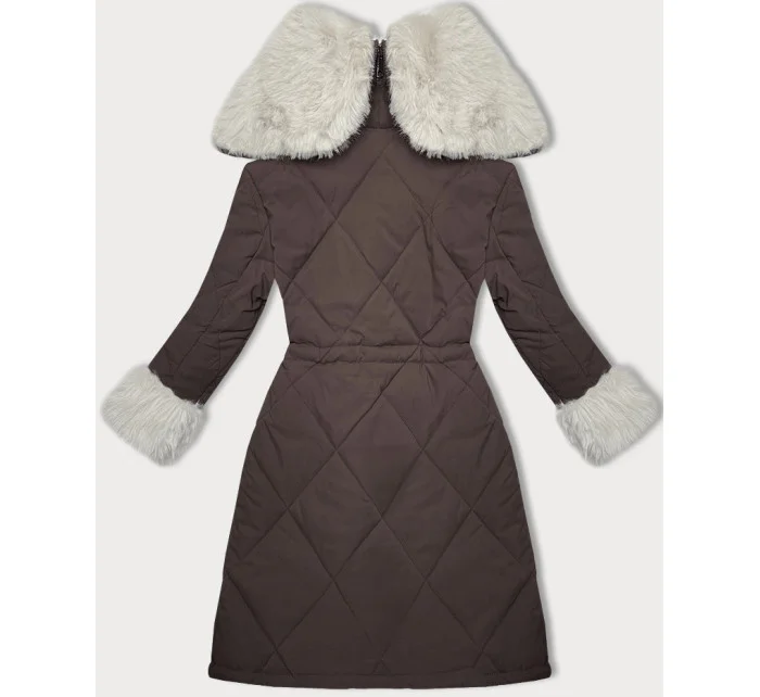 Prošívaná zimní bunda v barvě s kožešinovou podšívkou l 21248860 - WAY MODE