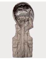 Puchowy bezrękawnik damski z kapturem Goodlookin beżowy (B8600-12)