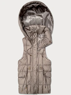 bezrękawnik damski z kapturem Goodlookin beżowy model 22037940 - S'WEST