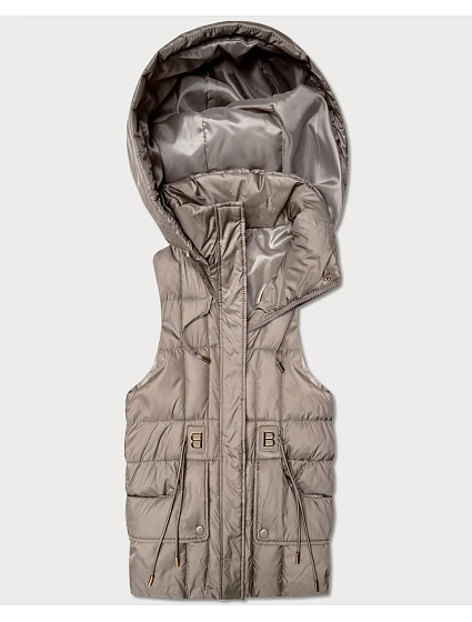 bezrękawnik damski z kapturem Goodlookin beżowy model 22037940 - S'WEST