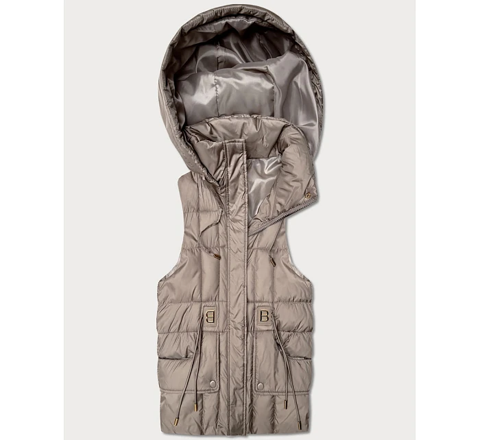 bezrękawnik damski z kapturem Goodlookin beżowy model 22037940 - S'WEST