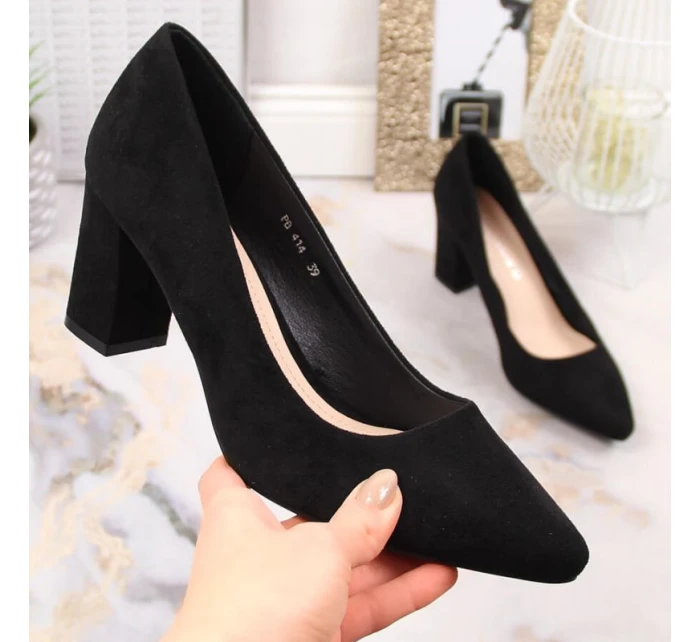 Sergio Leone W SK403A černé semišové lodičky na jehlovém podpatku