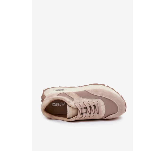 Semišové Sneakersy Na Platformě Dámské Big Star RR274897 HI-POLY SYSTEM Béžové Semišové Sneakersy Na Platformě Dámské Big Star RR274897 HI-POLY SYSTEM Béžové