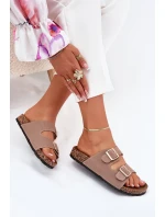 Dámské sandály se zlatými sponami a prošíváním khaki Lunera Dámské sandály se zlatými sponami a prošíváním khaki Lunera