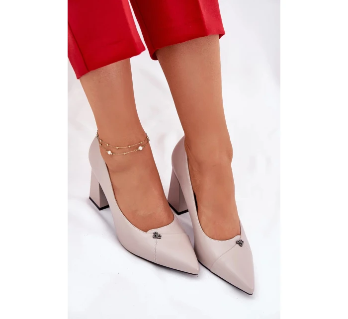 Elegantní dámské lodičky na širokém podpatku Vinceza – šedé