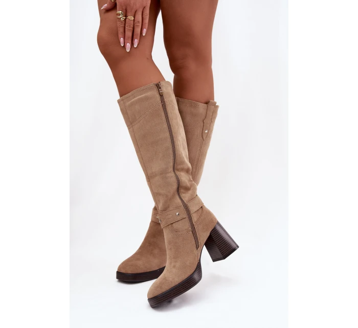 Zateplené dámské kozačky 1825 béžové - Style Zateplené dámské kozačky 1825 béžové - Style