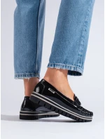 Zajímavé černé dámské  mokasíny platforma