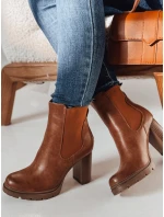 Dámské kozačky CHICMOVE na podpatku velbloudí barvy FashionStreet ZY0577