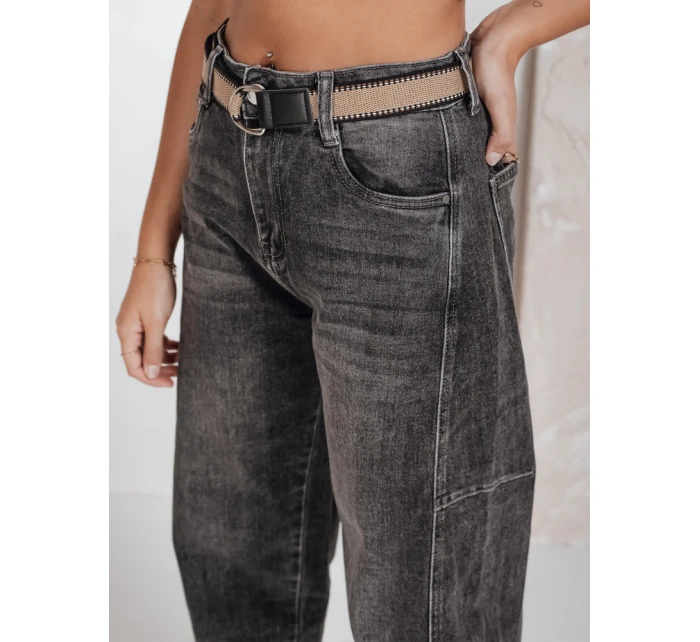 Dámské široké džíny s páskem černé FashionStreet UY2744