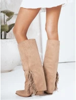 Dámské semišové boho khaki boty Dstreet ZY1305 Dámské semišové boho khaki boty Dstreet ZY1305