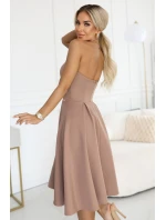 rozšířené midi šaty pro  béžové model 21750861 - numoco