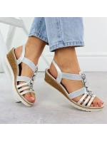 Dámské stříbrné sandály na podpatku s pásky model 21904798 - Remonte