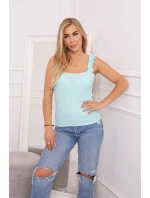 Halenka bez ramínek s volánky v mátové barvě Halenka bez ramínek s volánky v mátové barvě