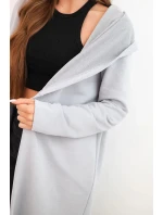 Dámská mikina z bavlny s kapucí a prodlouženým předním dílem šedá