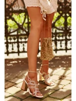 Dámské zdobené sandály na podpatku D&A model 21660315 růžové - S.Barski Dámské zdobené sandály na podpatku D&A model 21660315 růžové - S.Barski