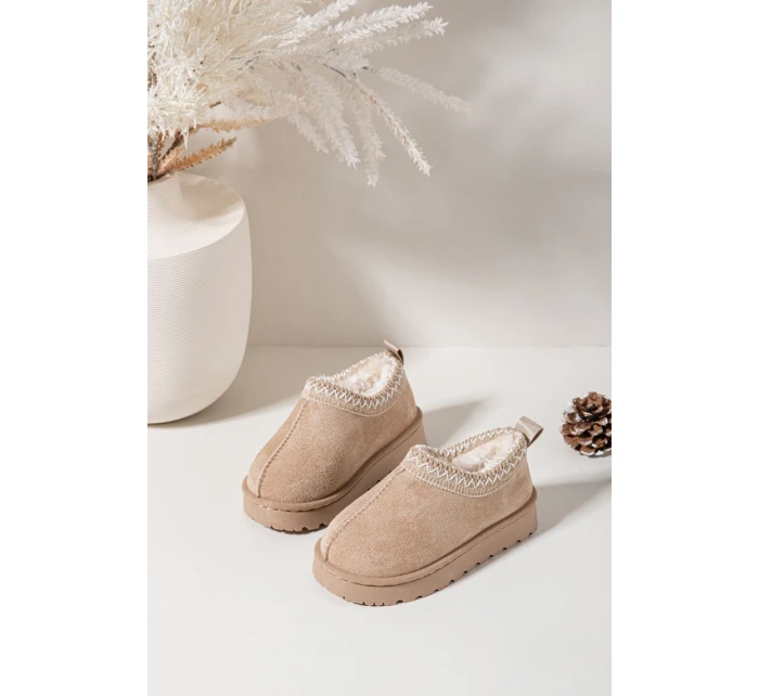 Dětské sněhule s výšivkou béžové Prina Dětské sněhule s výšivkou béžové Prina