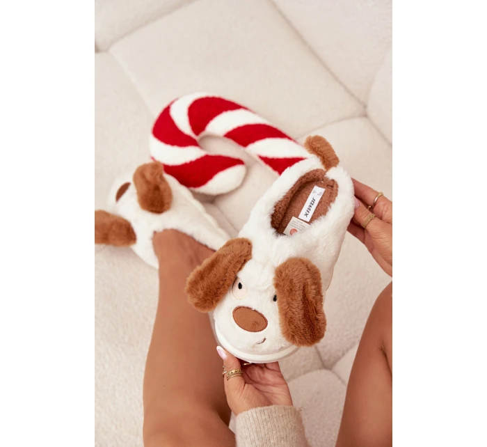 Kožešinové dámské pantofle pejskové hnědé Faylen