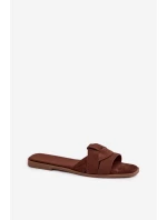 Dámské ploché sandály s pásky Eko semišové Čokoládové model 21943339 - Boto