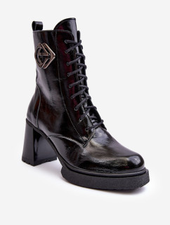 Dámské kožené vysoké kotníkové boty černé Lemar Danel