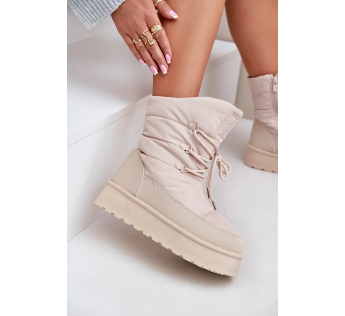 Sněhule na platformě na zip Big Star OO274885 Béžové