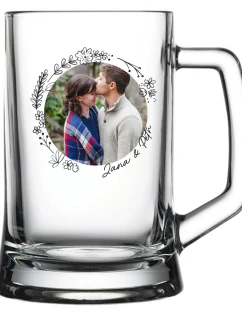 Personalizovaná pivní sklenice s květinovým ohraničením 