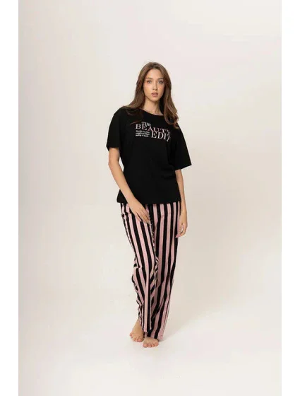 Dámské pyžamo 160/073 černé s potiskem - Karol