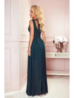Dlouhé dámské šaty v lahvově zelené   model 20648437 - numoco
