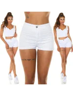 Dámské džínové krátké kraťasy S385-1A Bílá - In-style Fashion Dámské džínové krátké kraťasy S385-1A Bílá - In-style Fashion