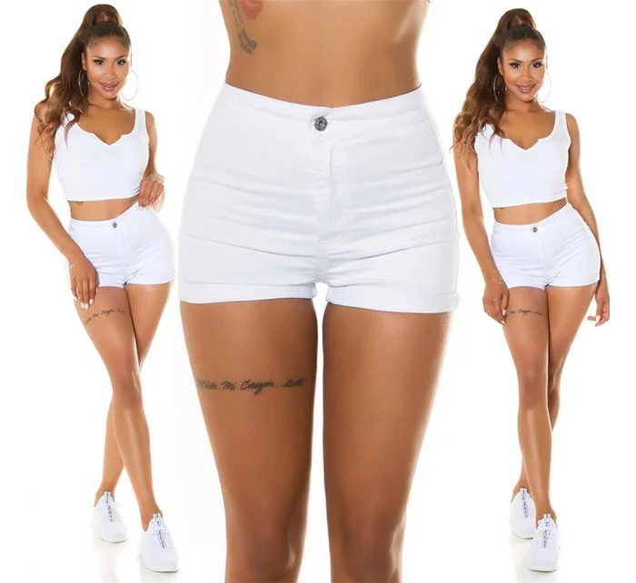 Dámské džínové krátké kraťasy S385-1A Bílá - In-style Fashion Dámské džínové krátké kraťasy S385-1A Bílá - In-style Fashion