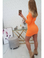 Šaty s knoflíkovým výstřihem oranžové neonové